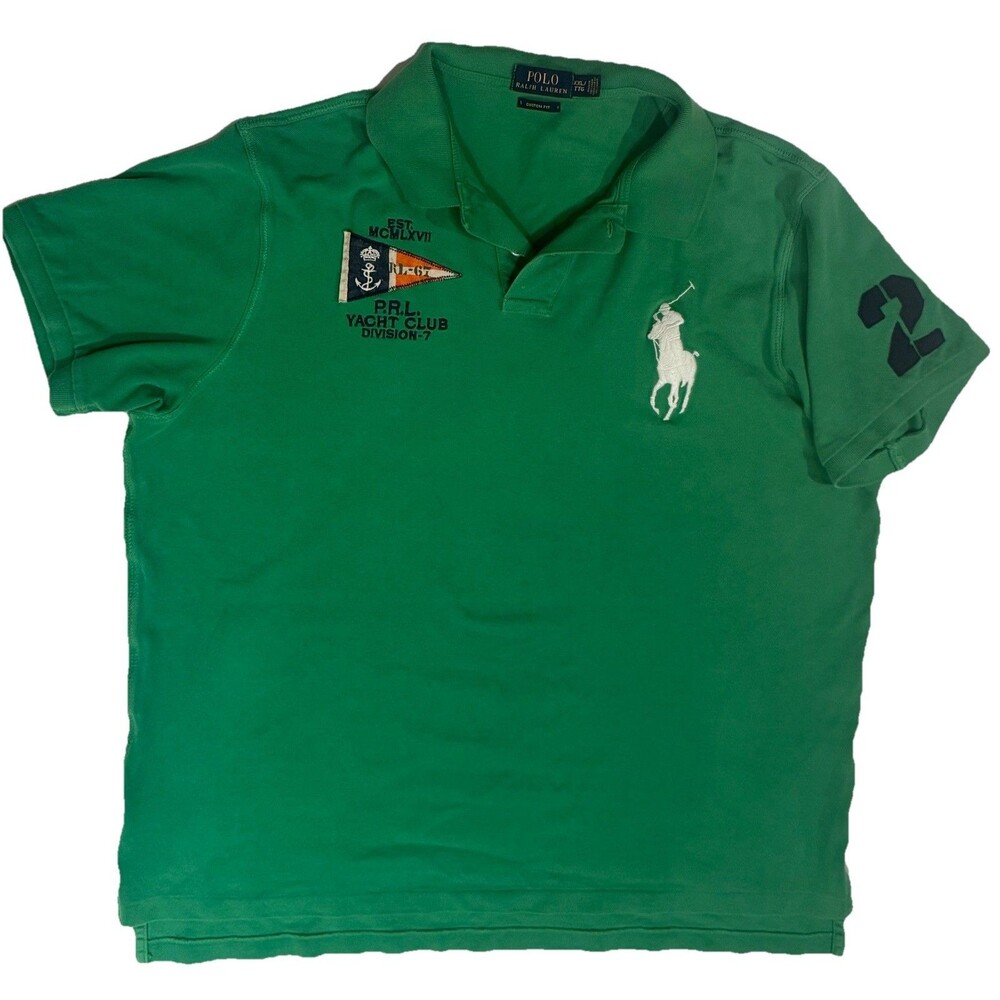 Polo Ralph Lauren Mens Yacht Club Big Pony Custom Fit Polo Rugby #2 Shirt 2XL